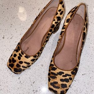 ANTHROPOLOGIE- leopard calf hair block heels